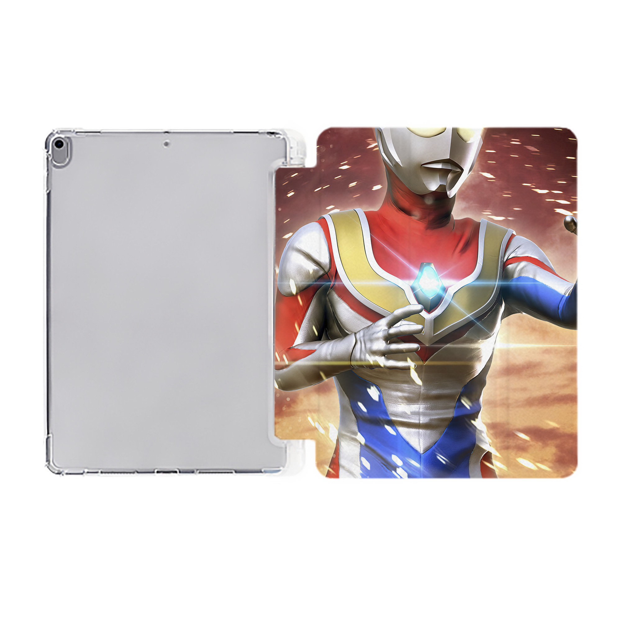 （画像用） ウルトラマン Ultraman IPad ケース ペン収納付き 三つ折りスタンド PUレザー×シリコン 対応機種9.5/10.5/10.9インチ
